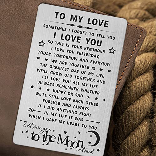 Sousyokyo I Love You Gifts For Her Women, I Love You To The Moon And Back Metal Wallet Card, Mini Love Note For Wife Girlfriend Fiancee, Mothers Day Anniversary Valentine Christmas Present To My Love #TOP4