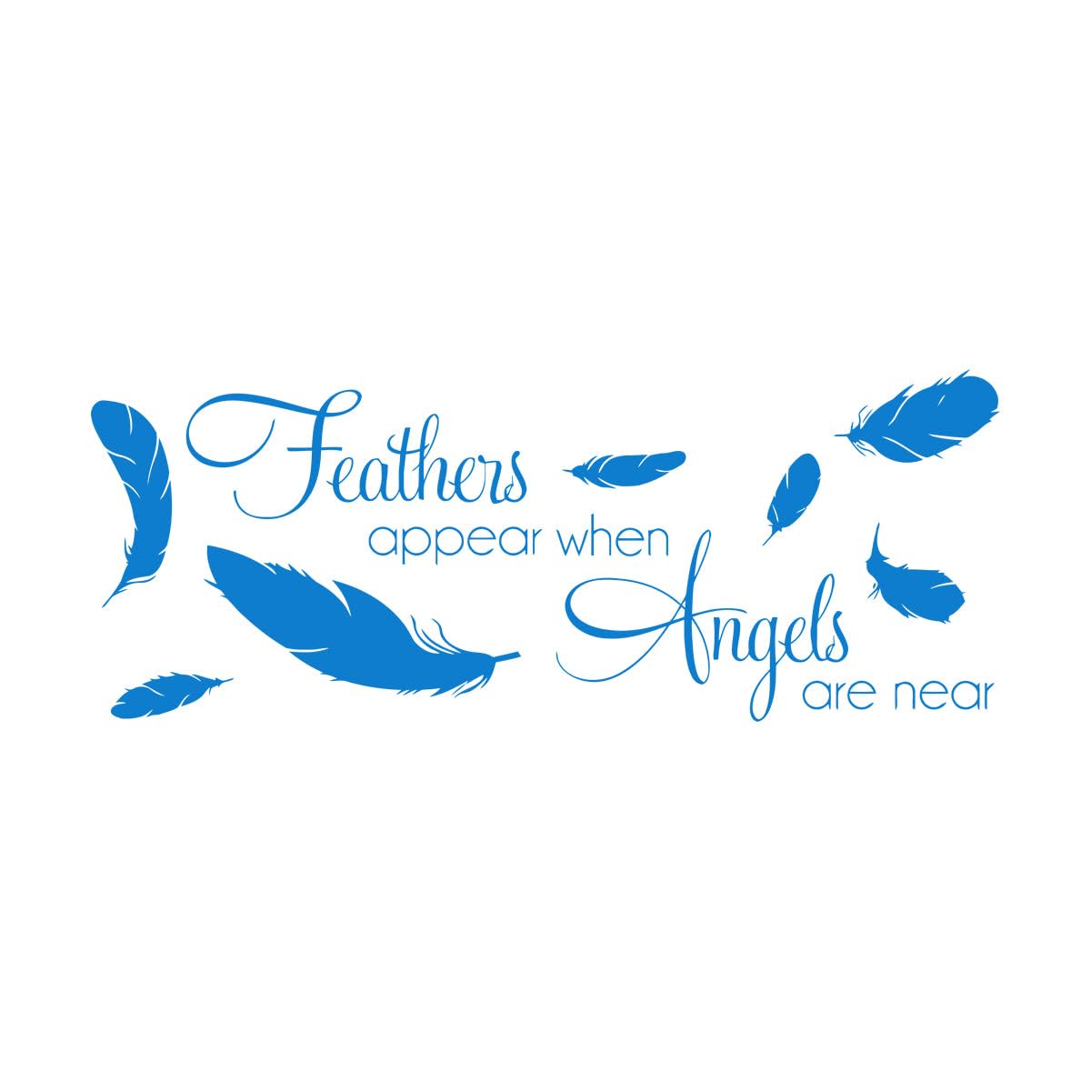 Lzhouting Wall Stickers 1300 Feathers Appear When Angels Are Near Wall Stickers Quotes Feather Pattern Vinyl Art Wall Decal For Bedroom Decoration Mural Small - 23X57cm