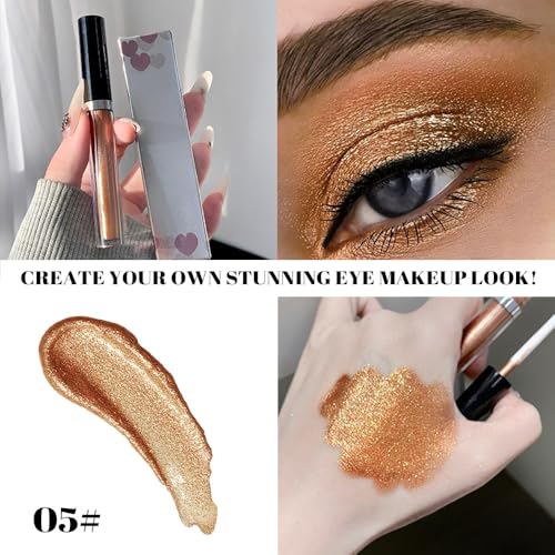 Image of SUAKE Liquid Sparkling Glitter Eyeshadow Stick Pack - High Pigment Shimmer Metallic Eye Shadow, Long-Lasting, White Blue Black Gold Purple Bold Colors,Quicking-Dry (5#-Orange, Pack of 1)