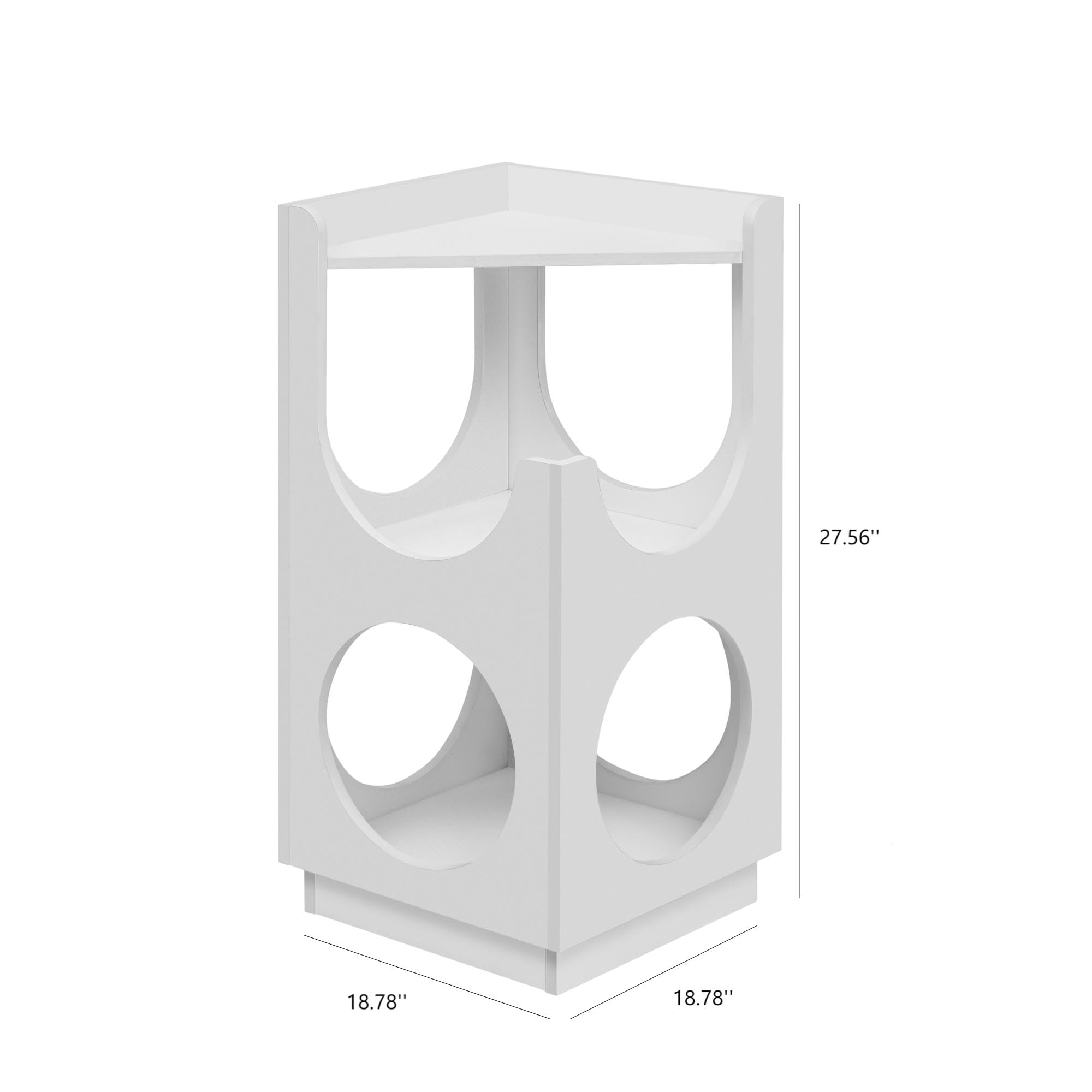 Multifunctional Double-Layer Cat Station with Hollow Design - Cat House & Nest for Small Medium Cats - Modern Pet Furniture for Living Room Bedroom with Storage Space (White)