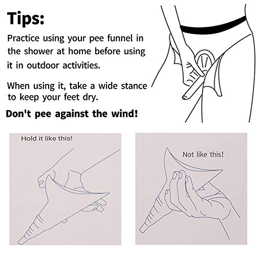 Female Urination Device Portable - Reusable Silicone Women Pee Funnel Allows Women to Pee Standing Up, Portable Design with Drawstring Bag for Outdoor Camping Hiking Backpacking Picnic (black) - Thumbnail 6