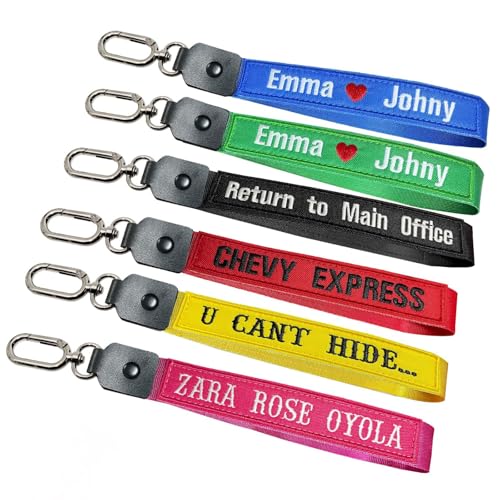 Custom Embroidered Wristlet Keychain with your text – Personalize...