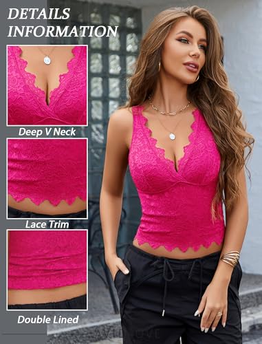 Image of Avidlove Lace Tank Tops for Women Summer Going Out Tops Y2k Sexy Lace Top
