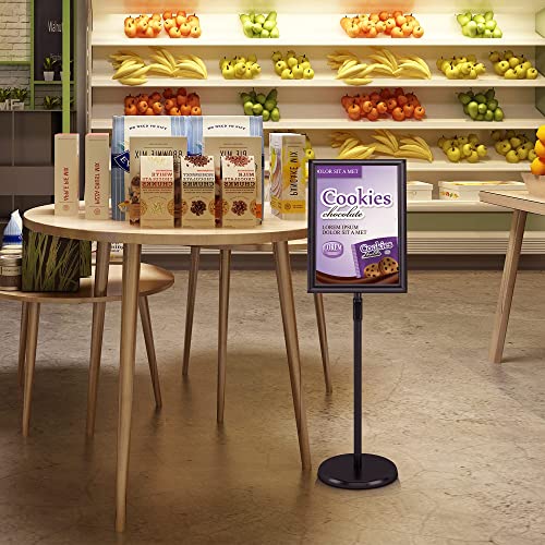 Mayyol Adjustable Sign Holder 8.5 X 11 Inch Stand - Poster Floor Heavy Duty Pedestal Display Holder, Vertical And Horizontal Sign Displayed, Aluminum Sign Standing Holders For Outdoor Indoor, Black #TOP6