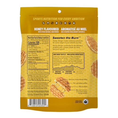 Image of Honey Stinger Organic Mini Honey Waffles | Energy Stroopwafel for Exercise; Endurance and Performance | Sports Nutrition for Home & Gym; Pre and Post Workout-| 1 Bag; 5.3 Ounce,(Pack of 2)