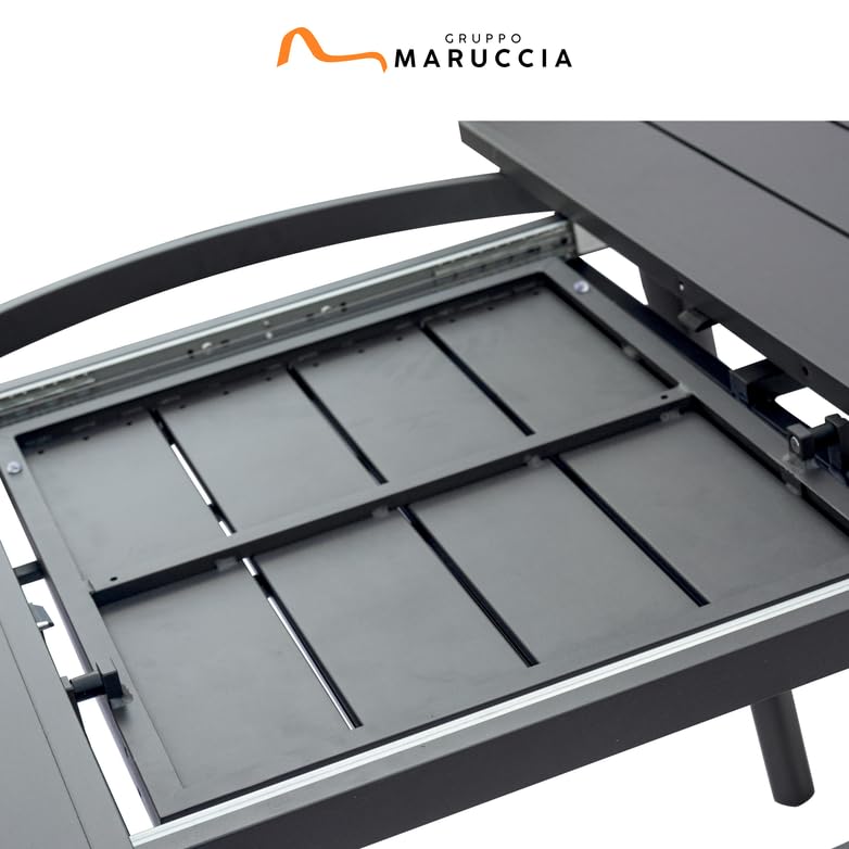 Gruppo Maruccia - Tavolo da Giardino Rotondo in Alluminio - Struttura Allungabile da 120 a 170 cm - Arredo Esterni, Bar, Ristoranti (Antracite)