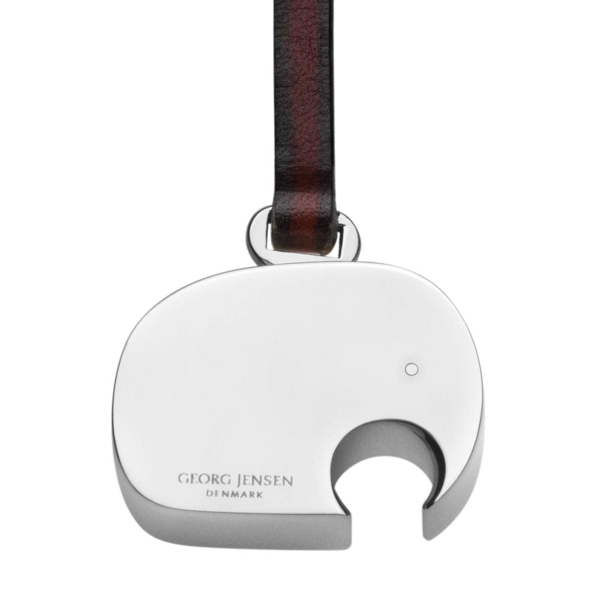 Georg Jensen New Schlüsselanhänger Elefant Aluminium Leder Riemen, Aluminium, Silber, 0,9 x 3,1 x 14,2 cm