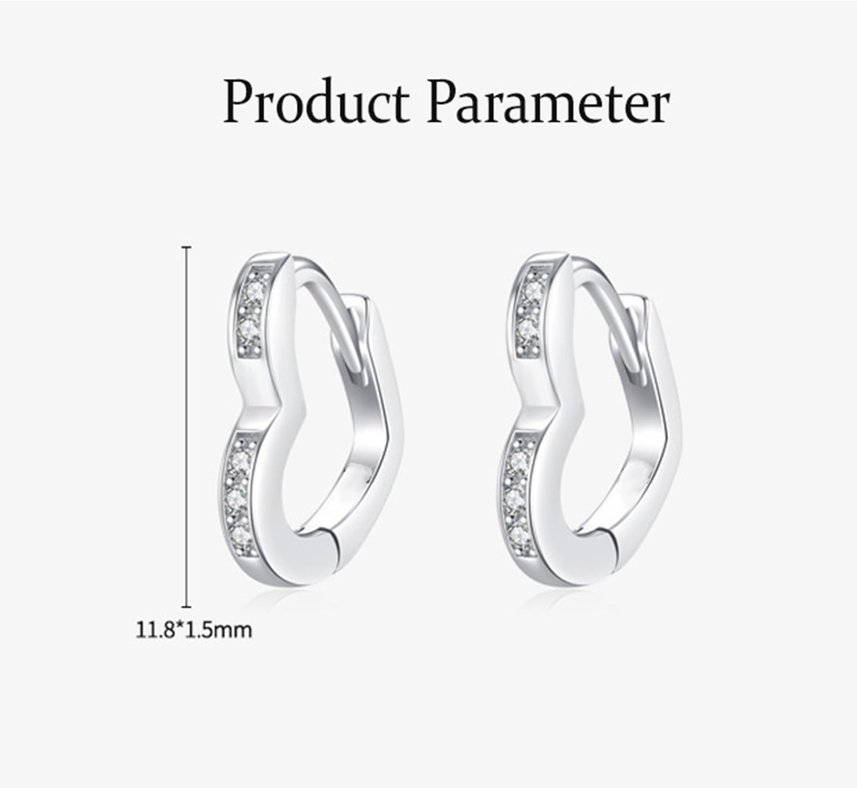 Pendientes elegantes de oro blanco de 18 quilates para mujer, moissanita blanca, aretes de aro pequeños de oro real de 18 quilates para mujer, forma de corazón