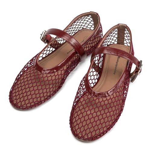 FUNKYMONKEY Women's Mesh Ballet Flats Casual Round Toe Mary Jane Flats Shoes3