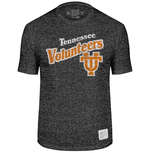 Tennessee Volunteers Double Logo Black Vintage T-Shirt (US, Alpha, X-Large, Regular, Regular, Black, Tennessee Volunteers)