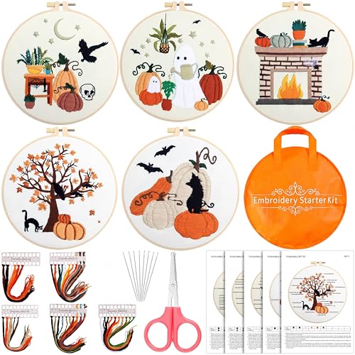 Kit broderie Halloween 5 projets créatifs idéal pour offrir aux amateurs de DIY