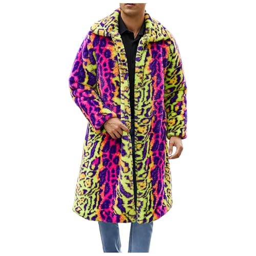 Mens Faux Fur Coat Winter Long Fleece Jacket Luxury Fluffy Lapel Long Sleeve Parka Overcoat Warm Open Front Cardigan Outwear2