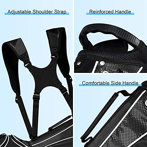 Mayjooy Golf Stand Bag, Portable Carry Golf Bag w/Ergonomic Dual Straps & 6 Way Top Divider, Lightweight Carry Organizer Pocket w/Umbrella Ring, Ideal for Men & Women - Image 6