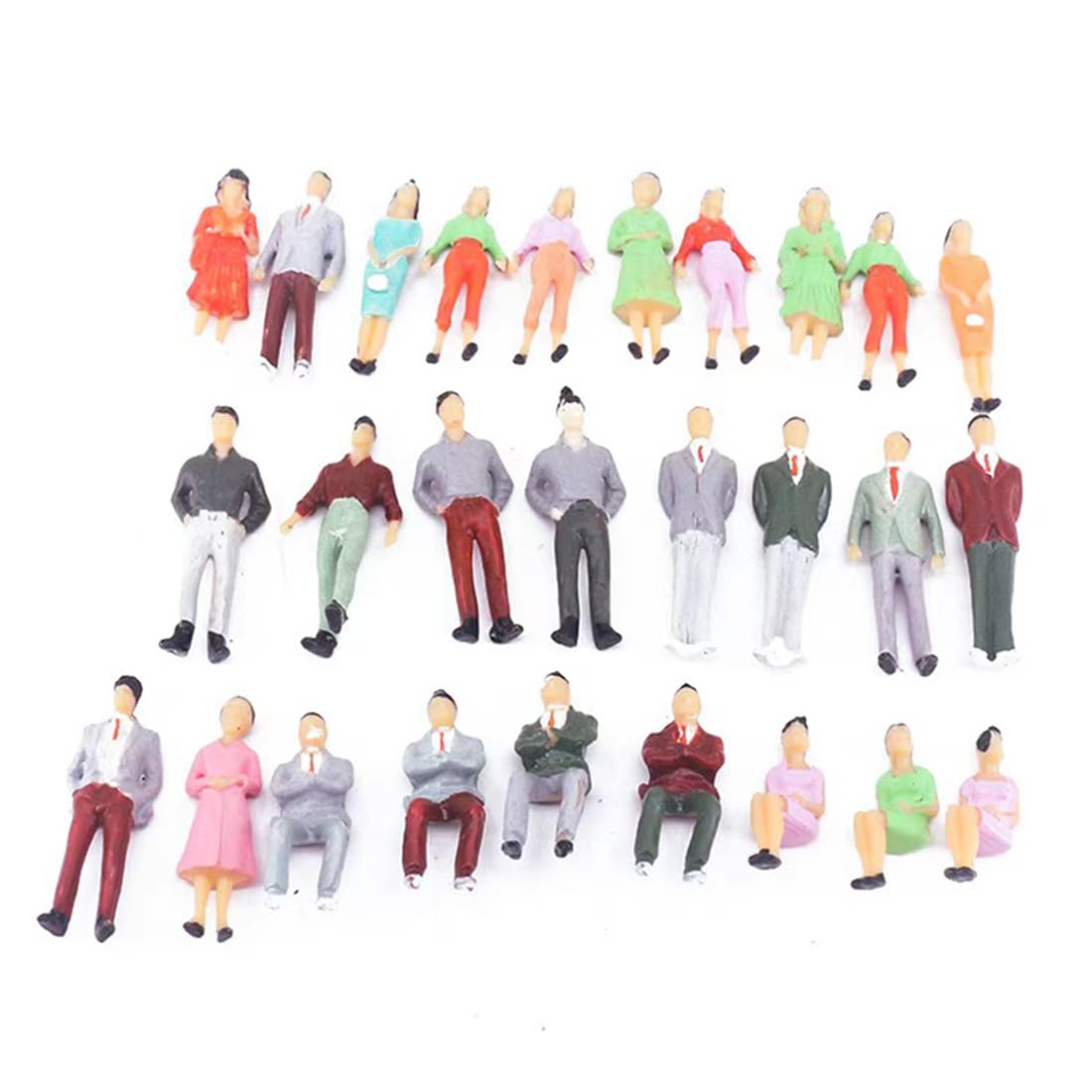 30 Pezzi 1:50 Mini Figurine di Persone Modello in Scala dei Treni Architettonici Figure di Persone,Mini Figure di Persone Dipinte in Plastica, Persone sedute e in Piedi