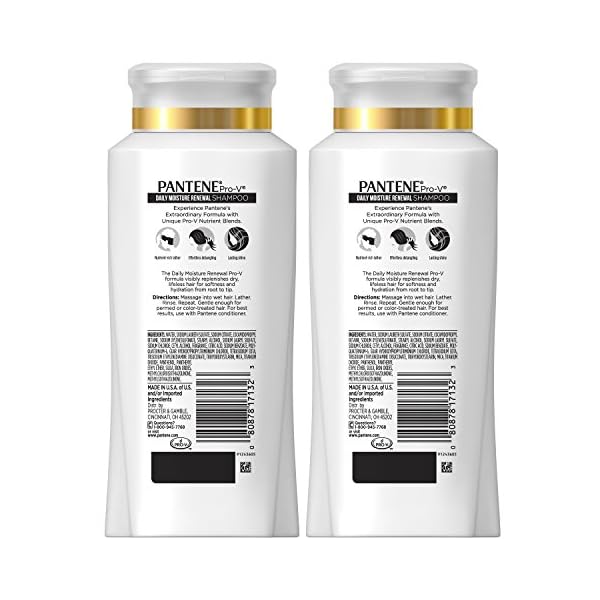 Pantene, Shampoo, Pro-V Daily Moisture Renewal for Dry Hair, 25.4 Fl Oz, Twin Pack