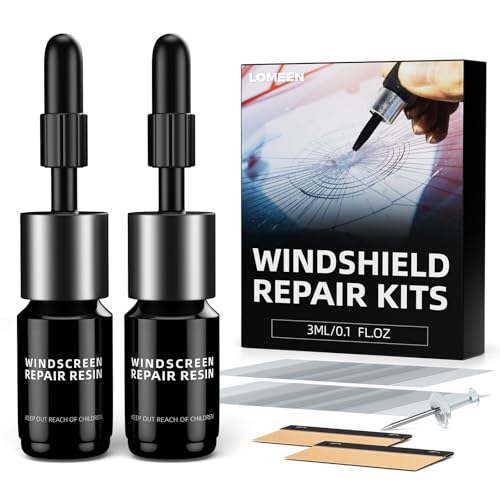 LOMEEN Windshield Chip Repair Kit, Quick Windshield Repair Kit Nano Glass Crack Repair Liquid for Chips and Cracks, Bulls-Eye and Star-Shaped Crack,2 Bottles