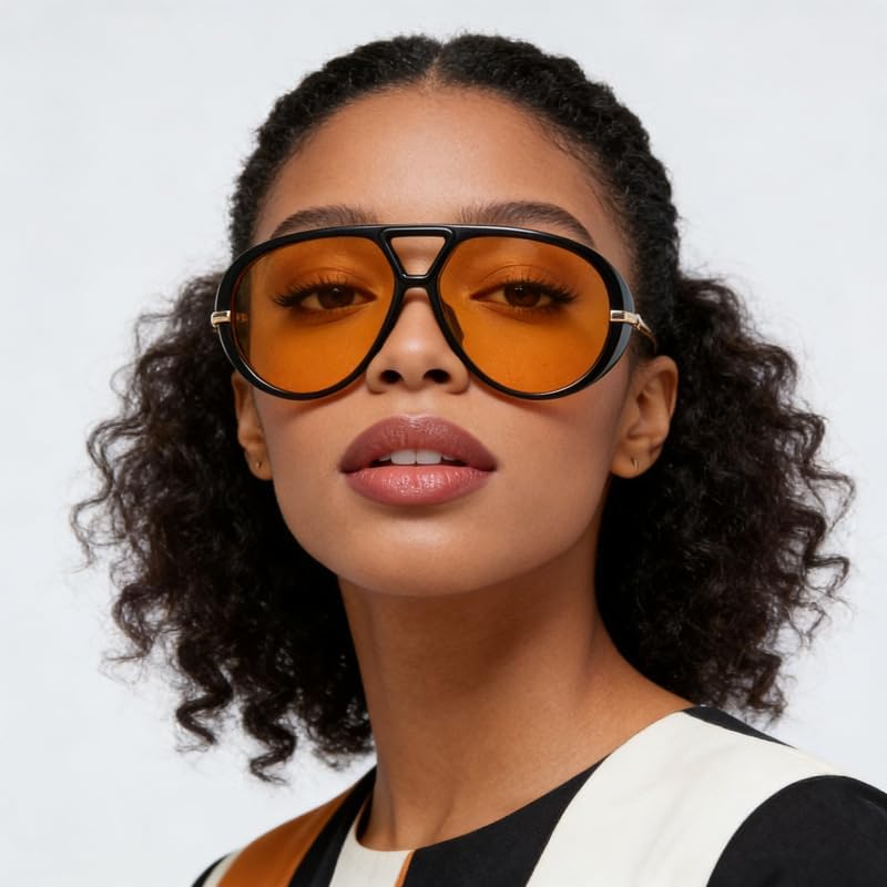 OSAGAMA Trendy Oversized Aviator Sunglasses for Women Men Luxury Vintage Shades Retro Metal Sunglasses Shield - Image 5