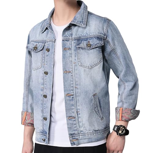 Veste en jean délavé vintage style occidental pour homme avec finitions haut de gamme