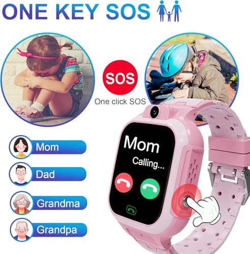 Image of BIGASUO 4G Kids Smart Watch GPS Tracker - Smartwatch with Two Way Call Video Calling Voice Chat SOS Class Mode Stopwatch Pedometer Games Wi-Fi Touch Screen Alarm Clock Smartwatches (BG72)