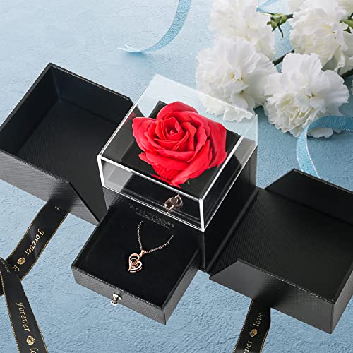 Anzrle Rosa Eterna con Collana a Cuore la Bella e