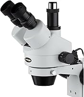 Vista 3 de AmScope Microscopio de zoom estéreo trinocular profesional SM-2T, oculares WH10x, aumento 7X-45X, objetivo de zoom 0.7X-4.5X, iluminación halógena