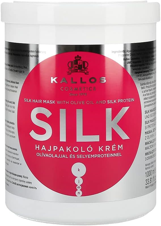 KallosKJMN Silk Nourishing Hair Mask with olive oil and silk protein for dry, sensitised and lifeless hair 1000 ml - 33,81 Fl Oz