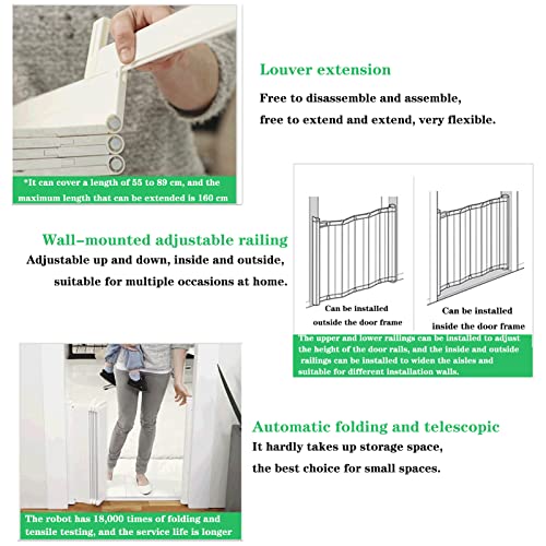 Barrière de sécurité auto blanc 55-89cm pour escaliers et corridors