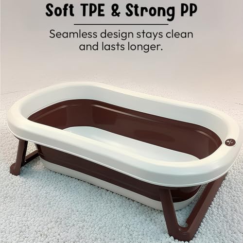 Image of StarAndDaisy Baby Bath Tub for 0 to 5 Years /Bath Tub for Kids 0-3 Years, Tub for Girls & Boys with oldable Legs, Easy to Store -Brown