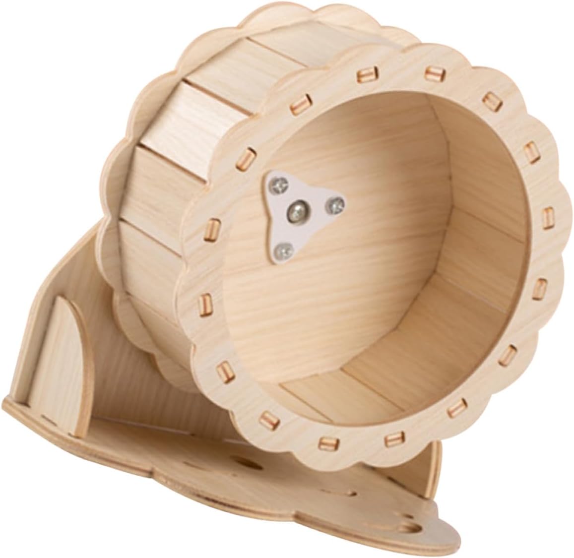 MERRYHAPY Wooden Silent Hamster Wheel Exercise 15cm with Cloud Stand, Small Animal Running Wheel for Hamsters Gerbils and Guinea Pigs