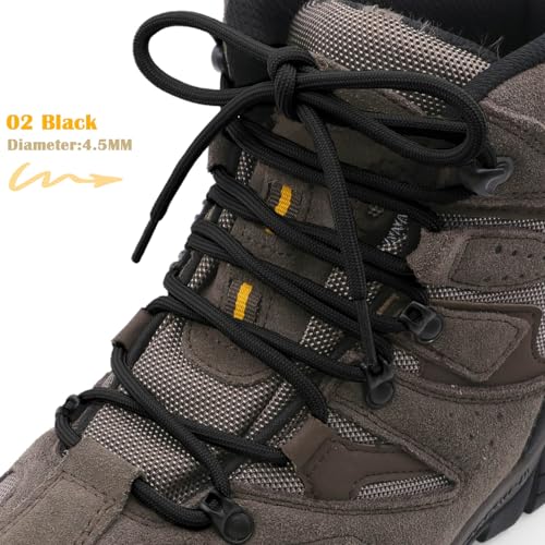 Image of DELELE 2 Pair Thick Round Climbing Shoelaces Hiking Shoe Laces Boot Laces