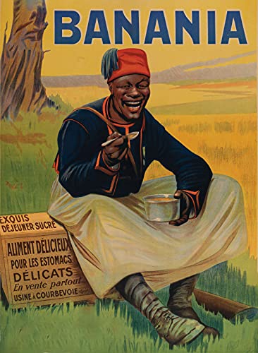 Mulrcks Plaque en métal Banania - Thème chocolat - 20,3 x 30,5 cm - Décoration murale rétro pour bar, salle à manger, salon, cuisine, garage Cover