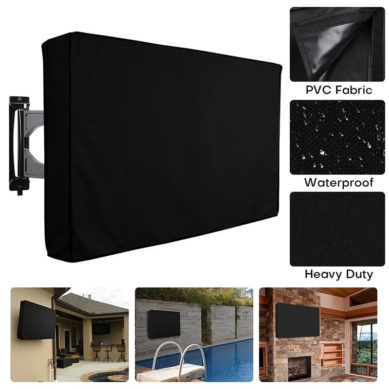 Funda Tv Exterior 22" To 85" Garden Patio TV Cover, Screen Weatherproof Dustproof Waterproof Protector Tv Exterior(Grey,For TV 55-58in)