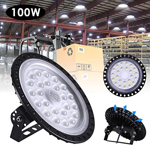 100W UFO LED High Bay Light lamp Factory Warehouse Industrial Lighting 10000 Lumen 6000-6500K IP54 Warehouse LED Lights- High Bay LED Lights- Commercial Bay Lighting for Garage Workshop Gym (20pcs)