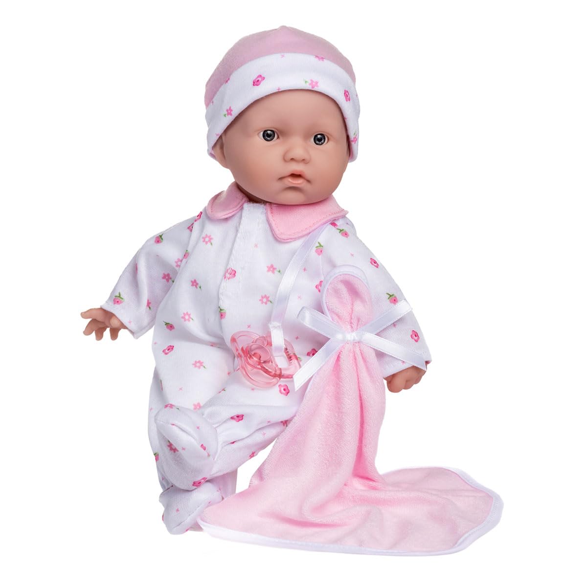 JC Toys- vinyl Muñeca La Baby de 28 cm tiene cuerpo blando y lavable, manta y chupete, rosa, diseñado en España, +12 meses