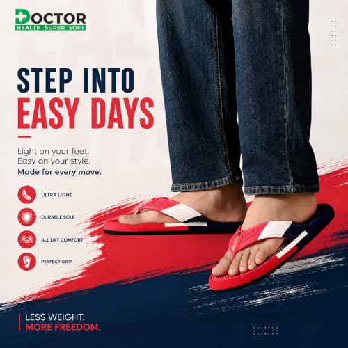Image of DOCTOR HEALTH SUPER SOFT Men's & Boys Anti-Skid Flip Flops with Acupressure Massage Footbed | Lightweight | Soft | Doctor-Recommended Slipper for Pain Relief | All Day Wear Acupressure Doctor Slipper
