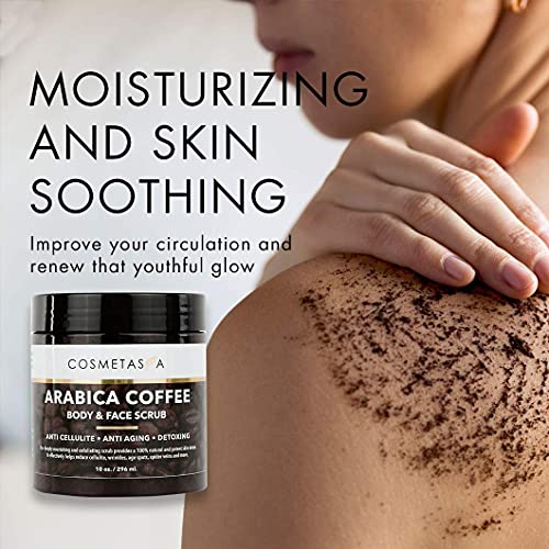 Cellulite Massage Oil, Coffee Scrub, Massager & Glove - Arabica Coffee Body & Face Scrub Exfoliating Glove & Mitt- Tone & Moisturize Skin By Cosmetasa #TOP3