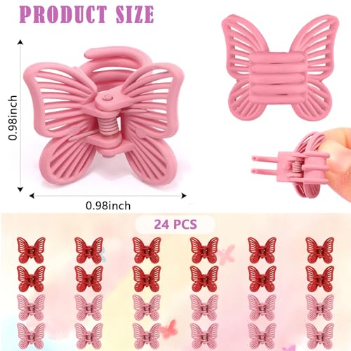 Pack de 24 Pinzas Pequeñas Mariposa en Rojo y Rosa miniatura 4