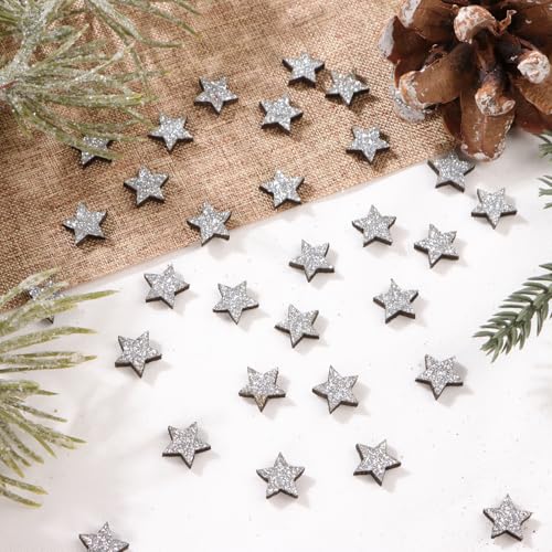 BETESSIN Streudeko Weihnachten Holz - 150 Stück Holzsterne Konfetti...