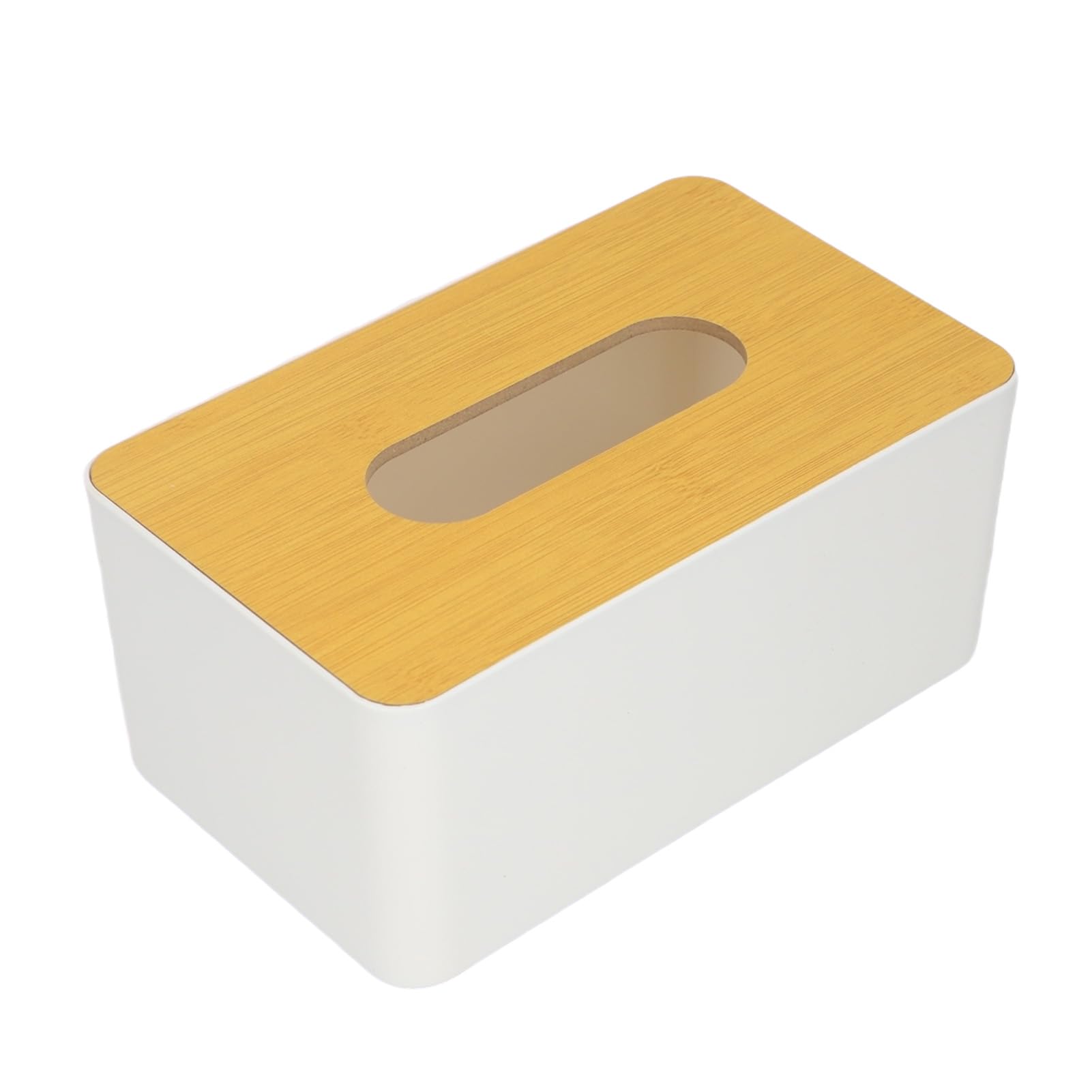 Pudełko na Chusteczki z Bambusa, Kwadratowe, Zdejmowana Osłona, Plastikowy Organizer do Przechowywania, 13.5x13 cm
