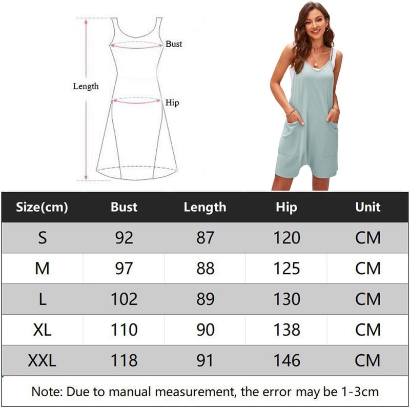 Haibang Salopette Donna Estiva Scollo a V Tute Corte Donna Senza Maniche Allentata Casual Jumpsuit con Tasche Morbida Monopezzi e Tutine Elegante Overall Rompers Pantaloncini Spiaggia Vacanza Outfit