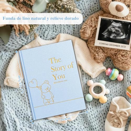 Miniatura 2 de Lanpn Álbum Fotos Bebé Primer 5 Año Para Niño Niña, The Story Of Your Baby Memory Book, Libro Recuerdos Bebe, Baby S Journal Diario Recién Nacido Regalo Azul, Inglés, 154 Páginas