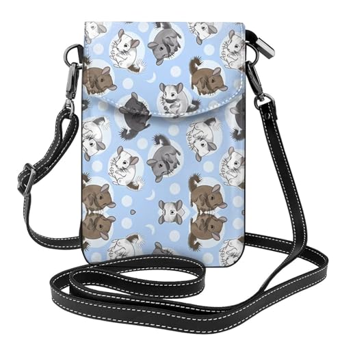 Sac bandoulière chinchillas imprimé pour ranger smartphone et portefeuille en voyage