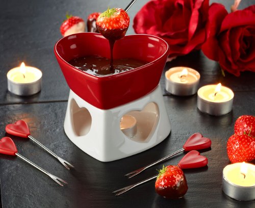 Foto von Rosenstein & Söhne Schokoladenfondue: Schokofondue in Herzform (Schoggifondue, Schoko-Fondue, Schokobrunnen)