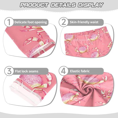 Pink Crab Girls Leggings Ultra Soft Compression Yoga Gym Pants for Kids 4-10T3