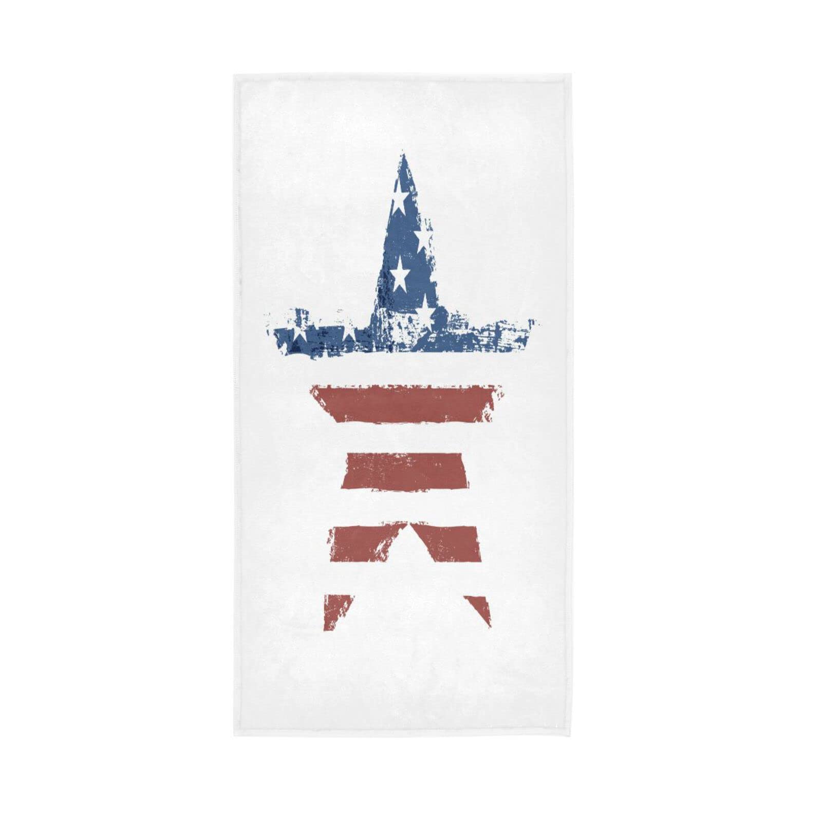 HUYGD Retro American Flag Star Towels, 15 x 30 Inches Decorative Bathroom Hand Towels Spa Towel, Cute Hand Towels
