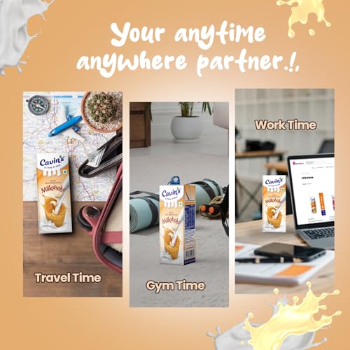 Image of Cavin's Kaju Butterscotch Milkshake | Cashew & Butterscotch Flavoured Creamy Milk Beverage | No Added Preservatives | 180ml