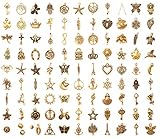 Incraftables Set de Dijes de Oro Antiguo, 100 Piezas con Diseños Variados – Incluye Cierres y Anillos de Salto para...