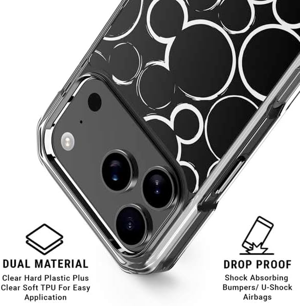Skinit Clear Phone Case Compatible with iPhone 17 Pro - Officially Licensed Disney Mickey Mouse Logo Pattern Design