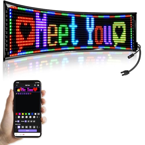 Image of GOTUS Programmable LED Signs | Business Scrolling LED Sign for Indoor | Flexible LED Advertising Sign | Bluetooth APP | Custom Editor Animations /Text /Graffiti (36 inchx 8 inch)