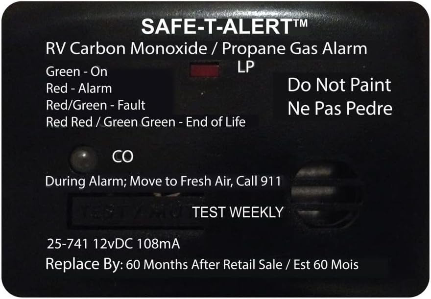 25 Series Mini Dual LP/CO Alarm - Propane and Carbon Monoxide Alarm - Surface Mount, Black - 25-741-BL